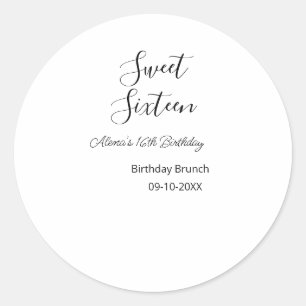 Sticker Rond Sweet sixteen anniversaire brunch 16e anniversaire
