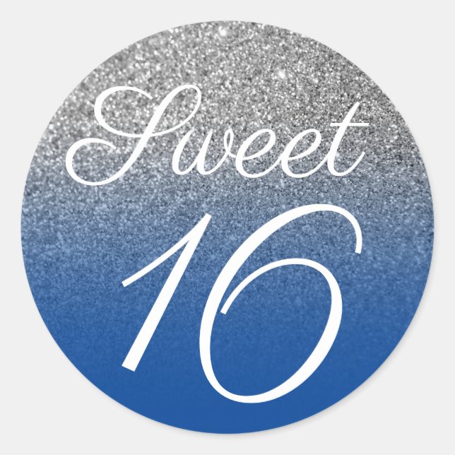 Sticker Rond Sweet sixteen de Parties scintillant Ombre en arge (Devant)