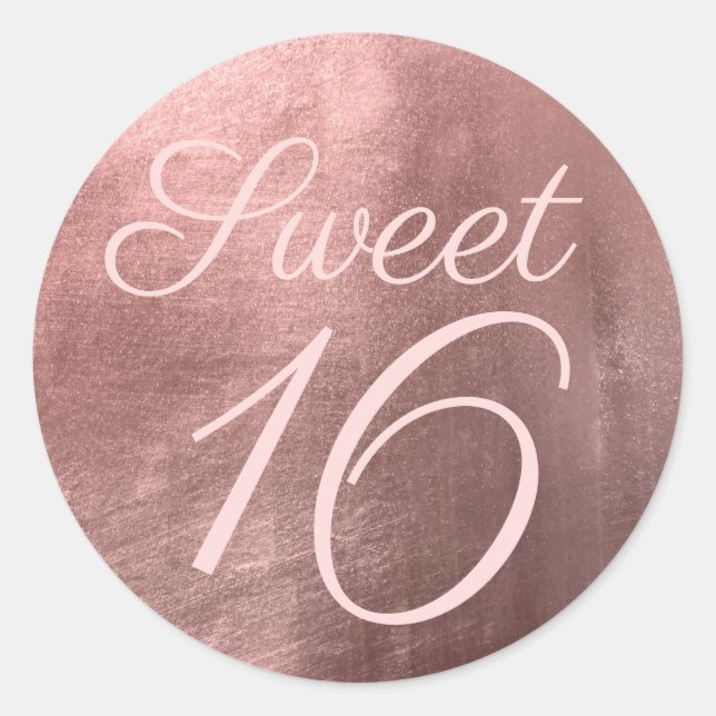 Sticker Rond Sweet sixteen de rougissement de l'or rose (Devant)