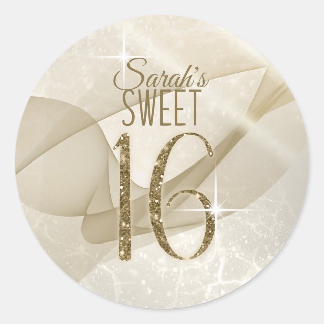 Sticker Rond Sweet sixteen d'éclaboussures Gold ID652 (Devant)