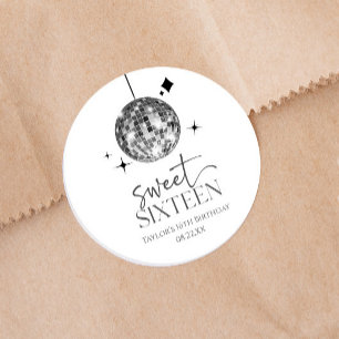 Sticker Rond Sweet sixteen Disco Ball 16ème anniversaire