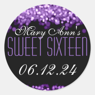 Sticker Rond Sweet sixteen Feux Parkings Violet