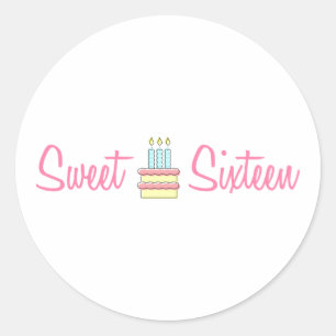 Sticker Rond Sweet sixteen (gâteau d'anniversaire)