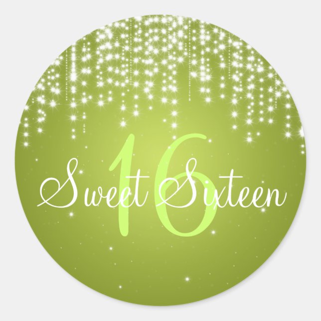 Sticker Rond Sweet sixteen Night Dazzle Lime (Devant)