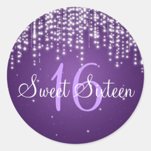 Sticker Rond Sweet sixteen Nuit Éblouissant Violet