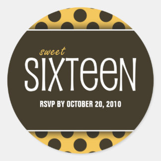 Sticker Rond Sweet sixteen orange et Brown | Sceau d'enveloppe