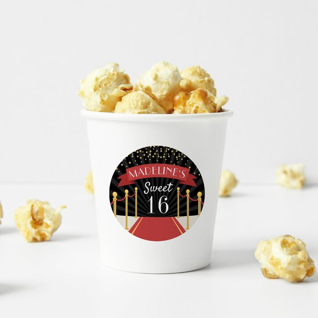 Sticker Rond Sweet sixteen personnalisé à thème Tapis rouge (Créateur téléchargé)