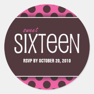 Sticker Rond Sweet sixteen rose et chocolat RSVP enveloppes