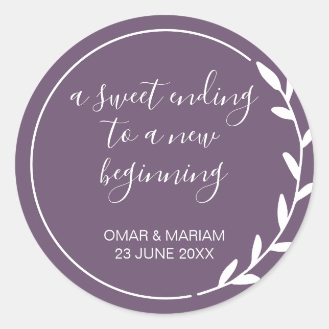 Sticker Rond Sweet Terminer le nouveau début violet violet viol (Devant)