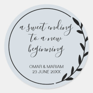 Sticker Rond Sweet Terminer le nouveau Mariage vert de début