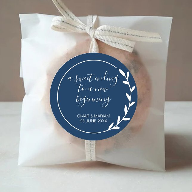 Sticker Rond Sweet Terminer Nouveau Début Marine Blue Mariage F (Créateur téléchargé)