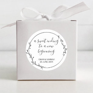 Sticker Rond Sweet Terminer Nouveau Début Noir Mariage Faveur
