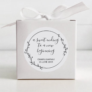 Sticker Rond Sweet Terminer Nouveau Début Soft Grey Mariage Fav