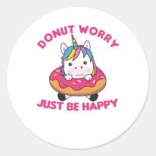 Sticker Rond Sweet Unicorn Animaux Drôle En Rose De Donut