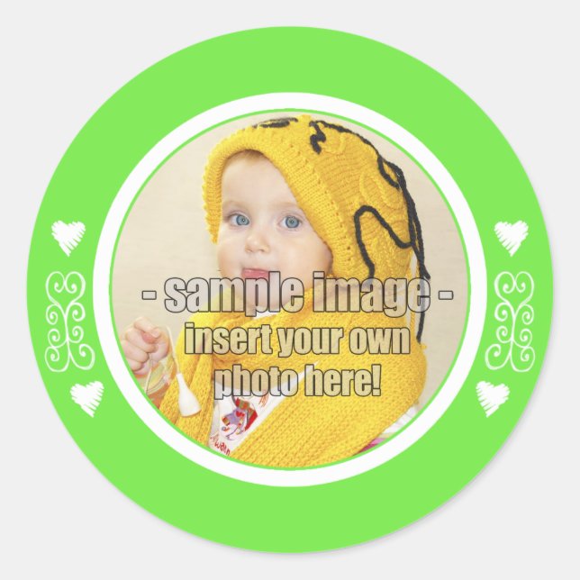 Sticker Rond SweetBébéCarottes Cadre blanc vert (Devant)