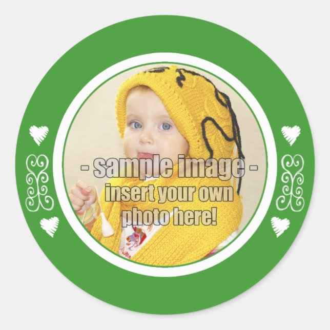 Sticker Rond SweetBébéCarottes Cadre blanc vert (Devant)