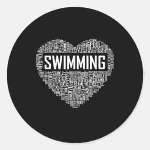 Sticker Rond Swimming Heart Coach Swimmer Venin Swim Lover Toxi