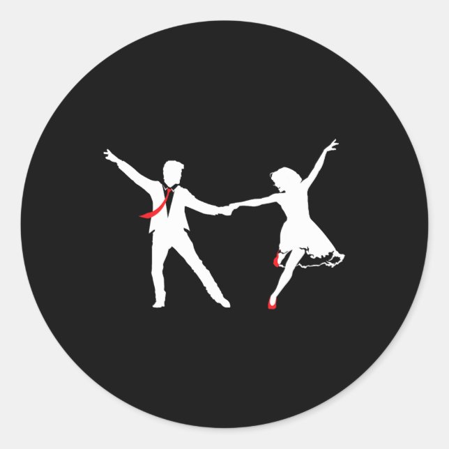 Sticker Rond Swing Dance Couple - École de danse Swing Dance Sw (Devant)