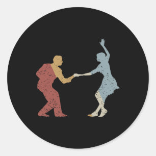Sticker Rond Swing Dance Retro Style Vintage