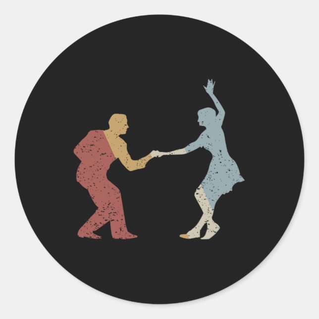 Sticker Rond Swing Dance Retro Style Vintage (Devant)