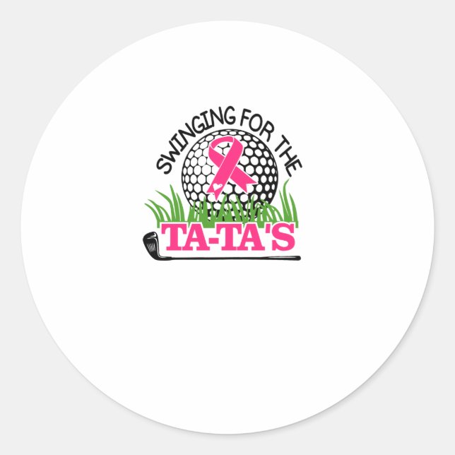 Sticker Rond Swinging For The Tata's Breast Cancer Awareness (Devant)