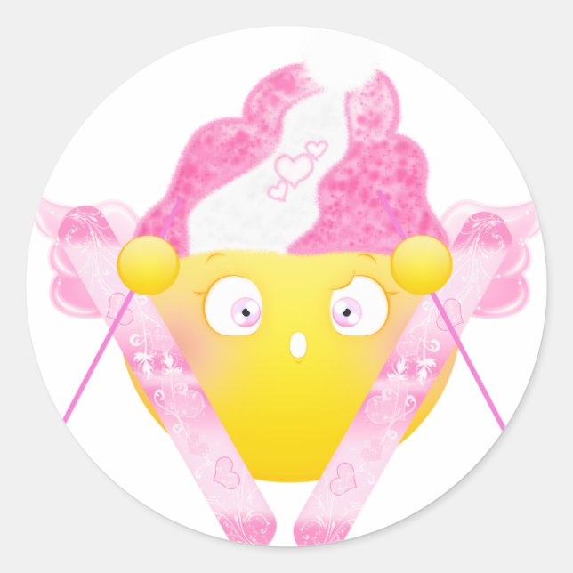 Sticker Rond Sybille Ski - Rose (Devant)