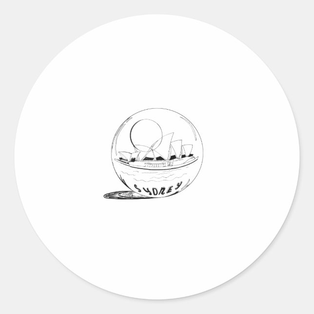 Sticker Rond Sydney dans un globe de verre (Devant)