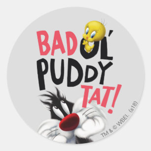 Sticker Rond SYLVESTER™ & TWEETY™ - Mauvais Tat Puddy Ol'