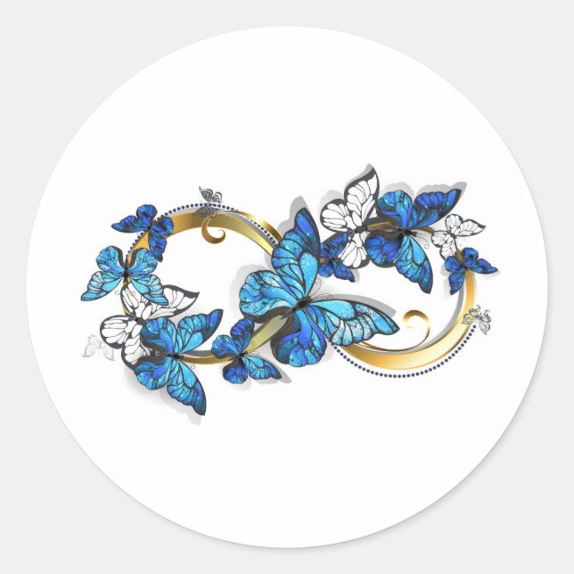 Sticker Rond Symbol Infinity of Blue Morpho Butterflies (Devant)