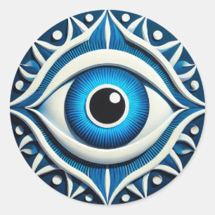 Sticker Rond Symbole Abstrait des yeux bleus