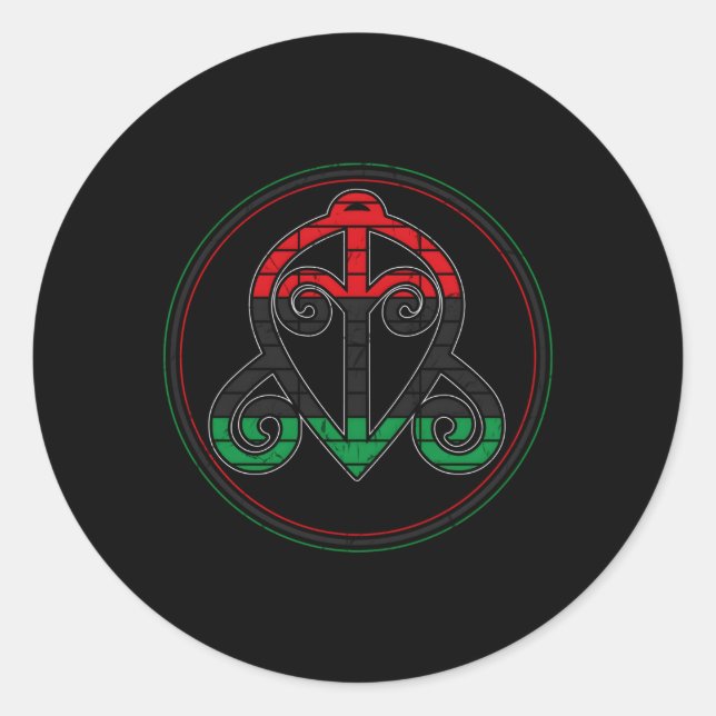 Sticker Rond Symbole Adinkra Ou Symbole West African Ou Sankofa (Devant)