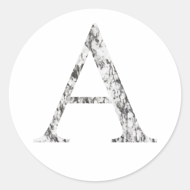 Sticker Rond Symbole Alpha en marbre | Alphabet grec (Devant)