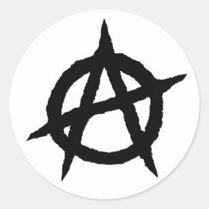 Sticker Rond Symbole anarchique Noir punk culture signe chaos