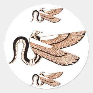 Sticker Rond Symbole antique du serpent à ailes égyptien