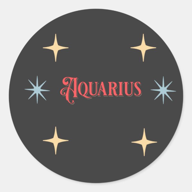 Sticker Rond Symbole astrologique Aquarius (Devant)