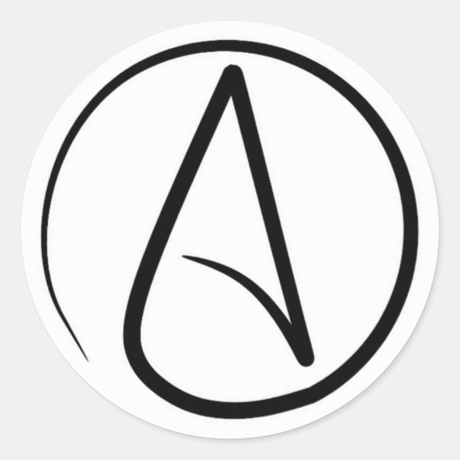 Sticker Rond Symbole athéisme : noir sur blanc (Devant)