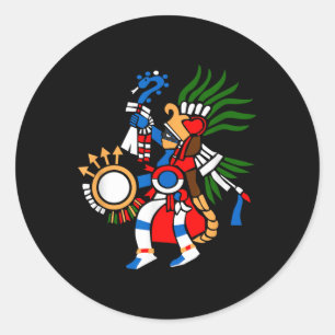Sticker Rond Symbole aztèque Dieu de la guerre et Sun Huitzilop