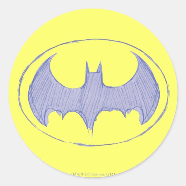 Sticker Rond Symbole Batman | Carnet de croquis en violet (Devant)