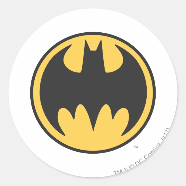 Sticker Rond Symbole Batman | Logo du cercle jaune foncé (Devant)