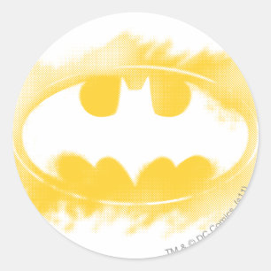 Sticker Rond Symbole Batman   Logo noir et jaune
