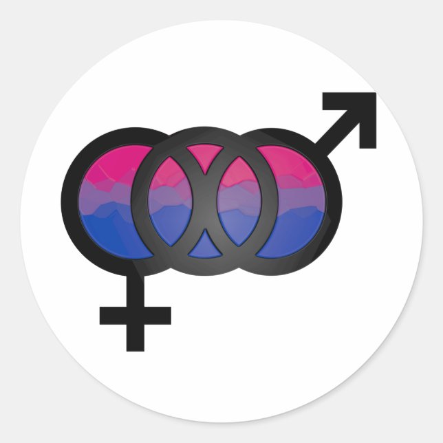 Sticker Rond Symbole bisexuel 3D (Devant)