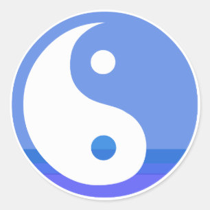 Sticker Rond Symbole bleu et blanc de Taijitu Yin Yang