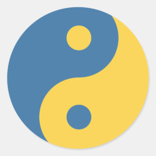 Sticker Rond Symbole bleu et jaune et Yang Design Python