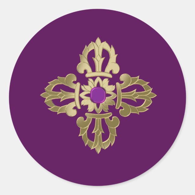 Sticker Rond Symbole bouddhiste doré Vajra (Devant)