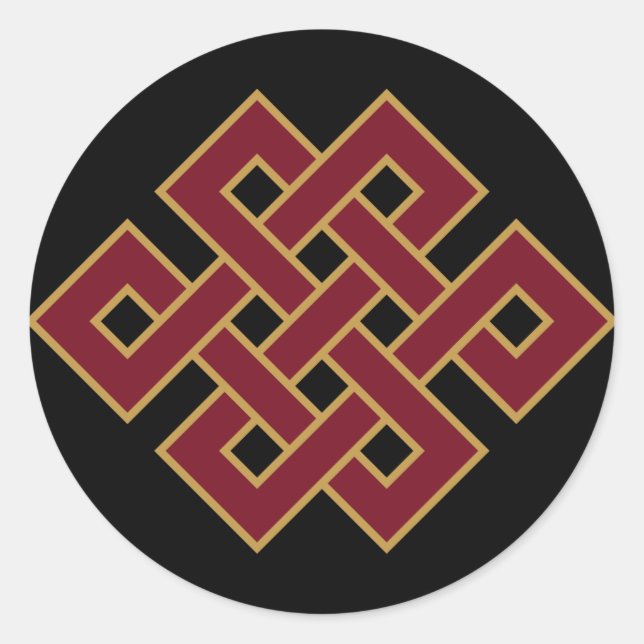 Sticker Rond Symbole bouddhiste du nœud sans fin (Devant)