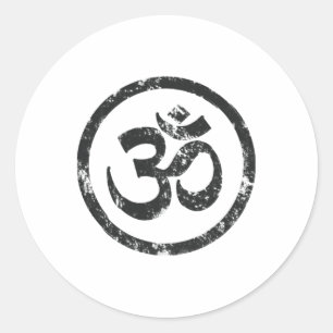 Sticker Rond Symbole bouddhiste Om Bouddhisme cool Yoga Tao Zen