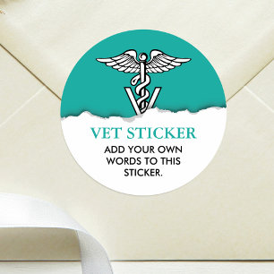 Sticker Rond Symbole Caduceus de médecine vétérinaire Texte per