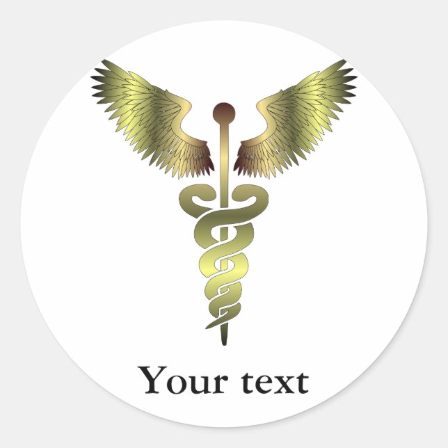 Sticker Rond Symbole Caduceus d'or (Devant)