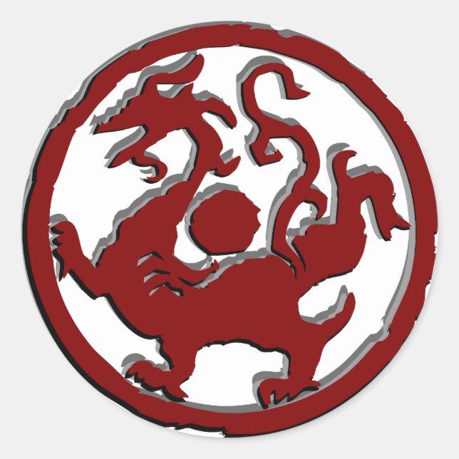 Sticker Rond Symbole chinois antique : Dragon (Devant)