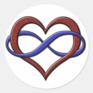 Sticker Rond Symbole coeur infini Polyamory Fierté Drapeau Coul
